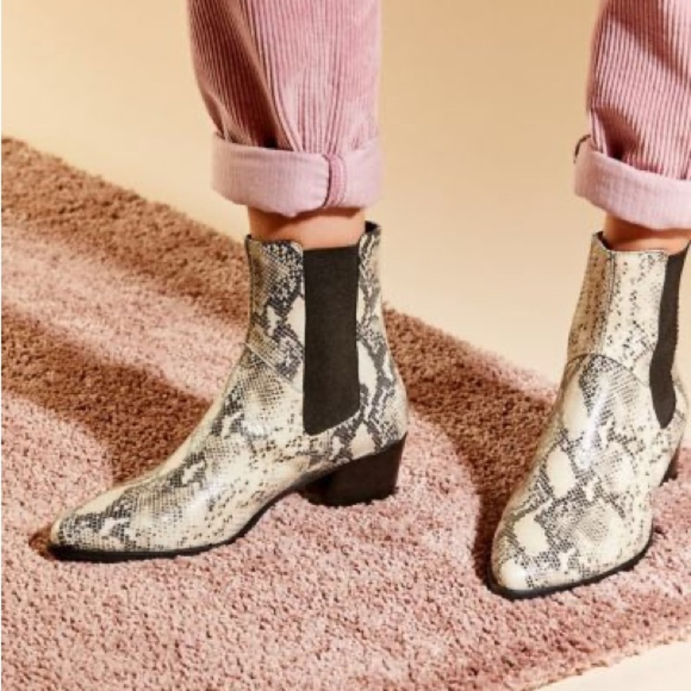 Vagabond Lara Faux Tan Snakeskin Heeled Boots Size 39